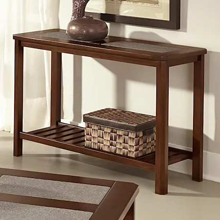 Sofa Table w/ Tile Insert Top & Slat Shelf